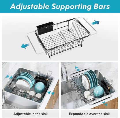 Over The Sink Expandable Dish Drainer Drying Rack in Stainless Steel - Image 2