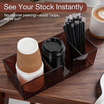Acrylic Coffee Cup Holder for Countertop, 3 Slots Acrylic Coffee Bar - Image 4