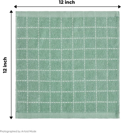 Artoid Mode Checkered Designed Cotton Light Green Terry Kitchen Dish Cloths - Image 7