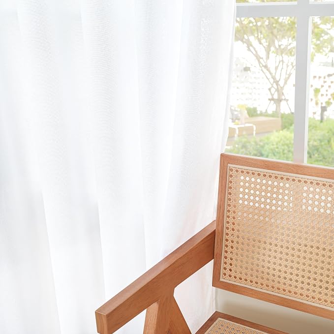 YoungsTex 40 Inch Length White Linen Curtains - Image 7