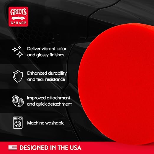 Griot's Garage 5.5” Red Foam Waxing Pads for Car Detailing, Polishing and Buffing Pads for Use with Waxes and Sealants, 10525, Set of 2