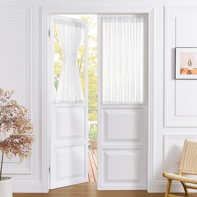 Tollpiz Sheer Door Curtains Closet Linen Textured Curtain Sheers Doorway Light by Tollpiz