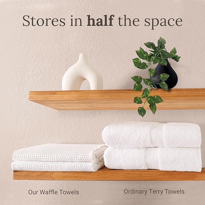 GILDEN TREE Waffle Towel Set Quick Dry Thin | 2 Bath Towels | 2 Hand Towels | 2 - Image 5
