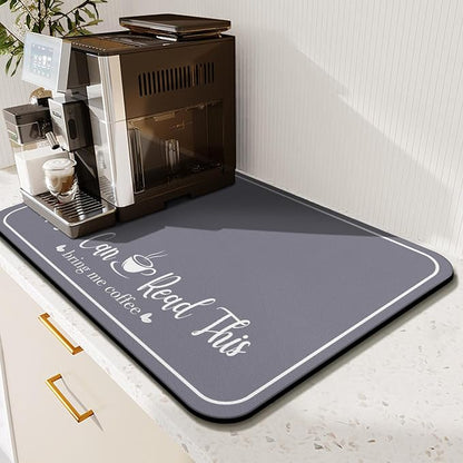 Coffee Bar Mat for Countertops 18inx24in, Absorbent Hide Stain Anti-Slip Cafe by Kuyig+Home