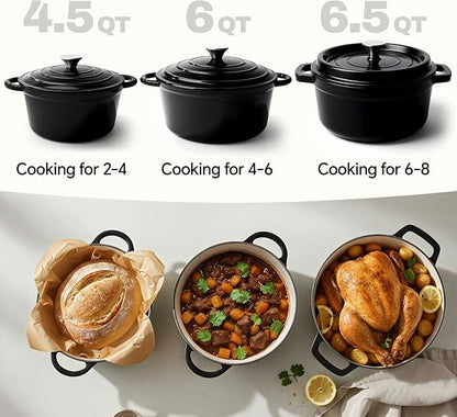 6 Quart Dutch Oven Pot with Lid, Non Stick Enameled Cast Iron Dutch Oven - Image 3