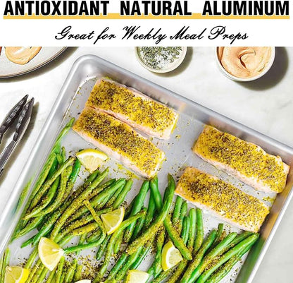 Commercial Quality Baking Sheet Pan Set, Natural Aluminum Cookie Sheet - Image 6