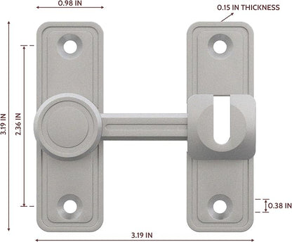 Barn Door Privacy Latch, 90°/180° Swing Slide Lock, Zinc-Alloy, Adhesive or - Image 2