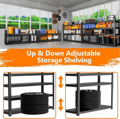 Storage Shelves Heavy Duty 3 PCS, 5-tier Adjustable Metal Industrial Utility - Image 5