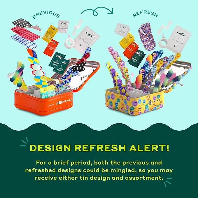 Welly First Aid Kit - Adhesive Flexible Fabric and Waterproof Bandages, Tape and Non-Stick Pads, Butterfly Strips, Single Use Ointments Triple Antibiotic and Hydrocortisone, and Ibuprofen - 130 Count