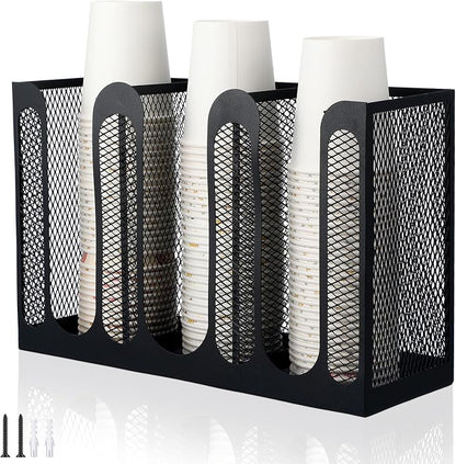 Maxcheck Metal Mesh Cup and Lid Holder Coffee Paper Cup Dispenser Lid Holder by Maxcheck