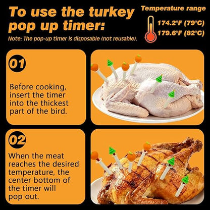 CloudHand Meat Turkey Pop Up Timer & Flavor Injector Set, Turkey Thermometer - Image 3