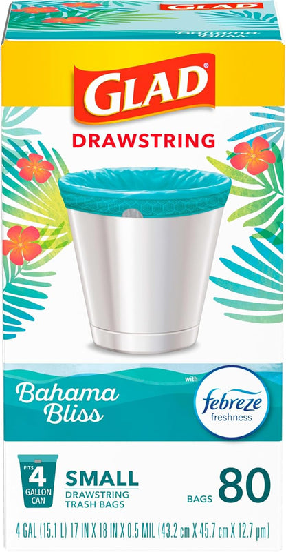 Glad Small Trash Bags 4 Gallon, Febreze Bahama Bliss Garbage Bags, Odor - Image 10
