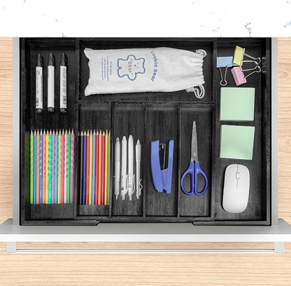 VaeFae Premium Bamboo Drawer Organizer, Expandable Silverware Drawer Organizer - Image 7