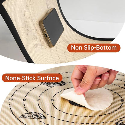 Silicone Baking Mat with 10 Recipes, Non Stick Silicone Pastry Mat, Kneading - Image 8