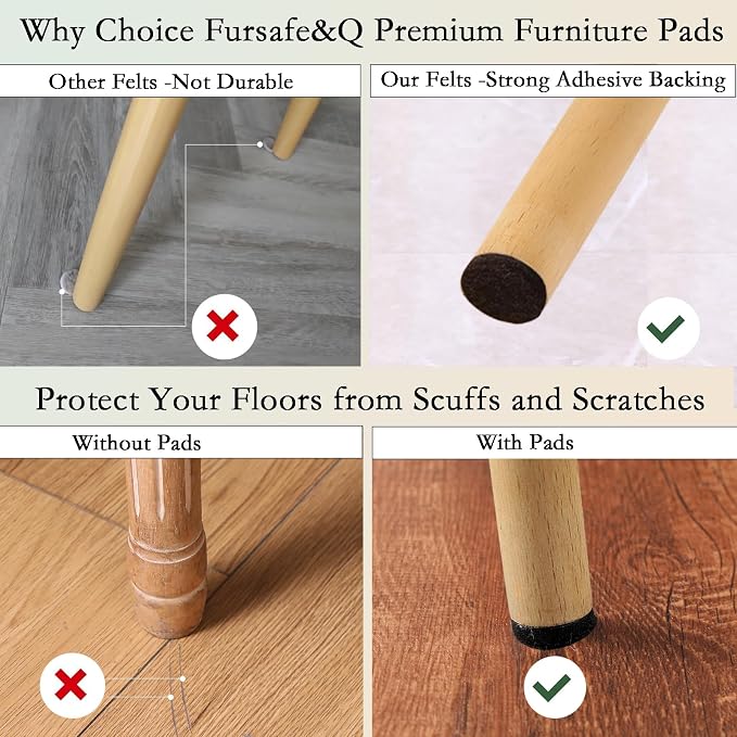 Fursafe&Q Felt Furniture Pads, Furniture Felt Pads - Image 4