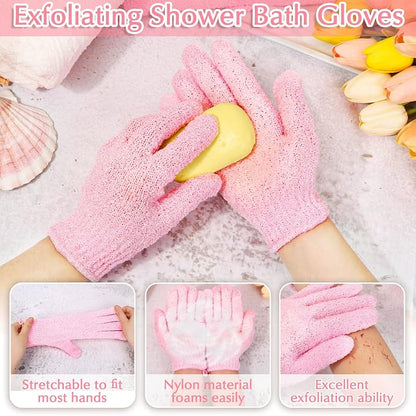 Anezus Exfoliating Shower Bath Gloves Back Scrubber Set - Image 3