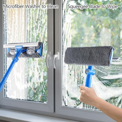 20 Feet+ High Reach Window Squeegee, 2-in-1 Window Cleaner Tool - Image 2