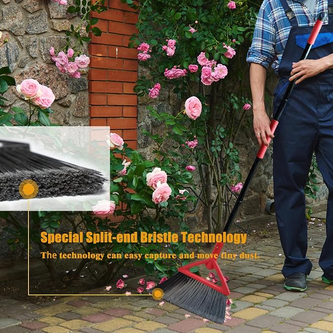 Heavy Duty Angle Broom, 3 Pack Longer Commercial Brooms, Swipe Brooms - Image 6