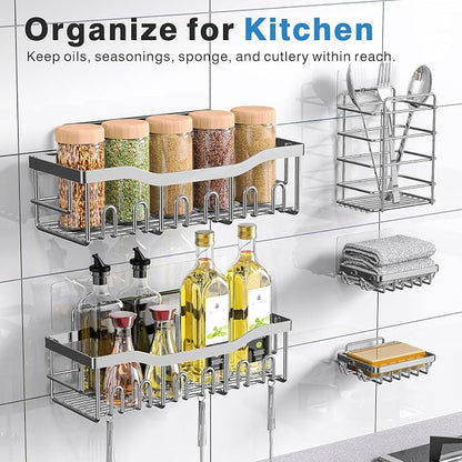 EUDELE 5-Pack Rustproof Stainless Steel Shower Caddy – No Drill Adhesive - Image 6