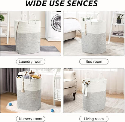 Woven Laundry Basket for Clothes, 50 L Large Rectangle Laundry Hampers - Image 7