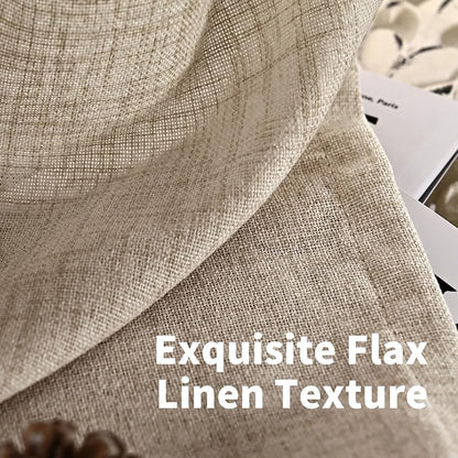 YoungsTex Oatmeal Linen Curtains 36 Inch Length - Image 4