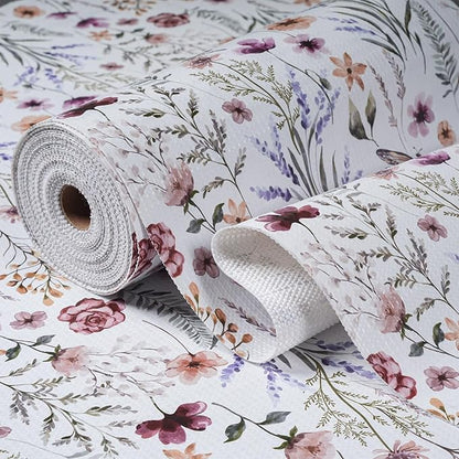 Floral Shelf and Drawer Liner for Kitchen Cabinets, 12IN x 20FT Non-Adhesive by Amiitay