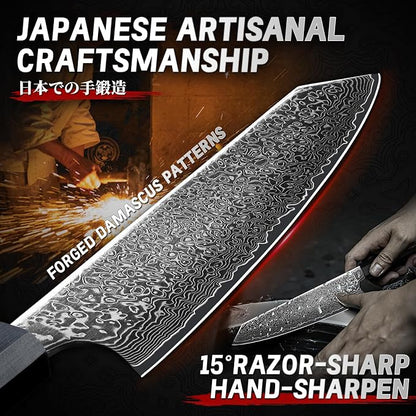 TIVOLI Damascus Japanese Kiritsuke Knife 8 inch, Hand Forged 67 Layers Damascus - Image 3