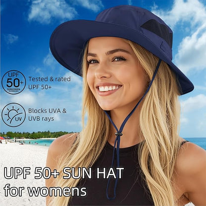 Connectyle Women's UPF 50+ Sun Hat UV Protection Wide Brim Bucket Hat Summer Beach Hats Fishing Hiking Outdoor Safari Hats