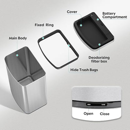 WLIVE 16 Gallon Motion Sensor Trash Can, 60 Liter Automatic Kitchen Trash Can - Image 5