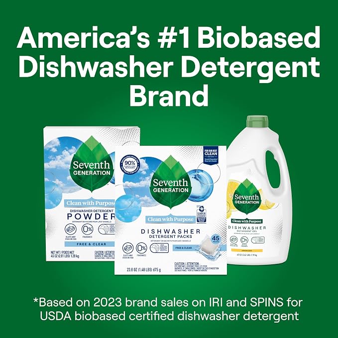 Seventh Generation Dishwasher Detergent Packs Free & Clear Pack of 2 - Image 5