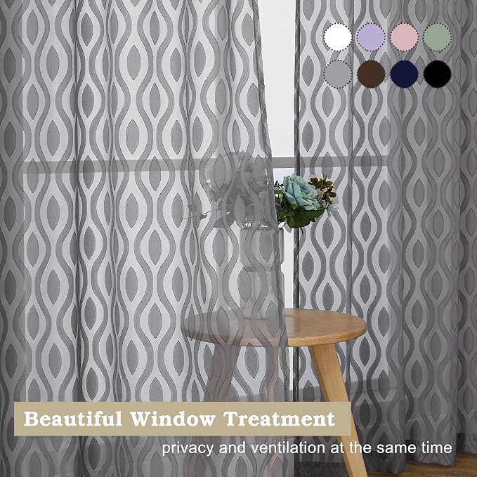 Aiyufeng Extra Long Grey Sheer Curtains 96 Inches Long - Image 7