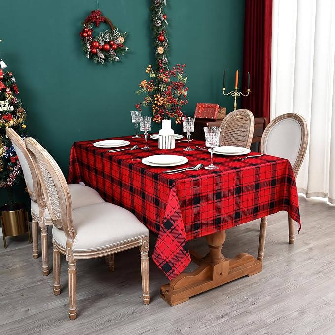 Gingham Xmas Tablecloth Fabric - Image 3