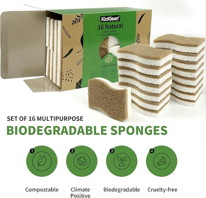16 Pack Biodegradable Natural Kitchen Sponge - Image 2