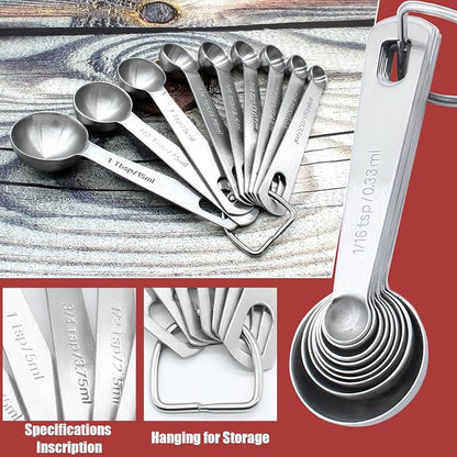 Luomorgo 9 Pc Measuring Spoons Set, Stainless Steel, 1/16 to 1 tbsp - Image 4