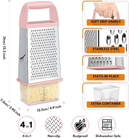 Urbanstrive Cheese Grater With Container, Professional Cheese Grater with Handle - Image 2