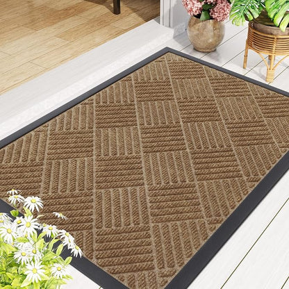 Smiry Front Door Mat Outside Entrance, Heavy Duty Outdoor Indoor Mat, Natural - Image 8