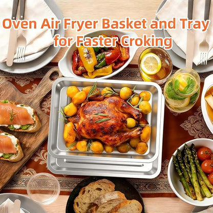 Baking Pan Stainless Steel Set of 2, 12.4"x11" Air Fryer Pan Replacement Tray - Image 5