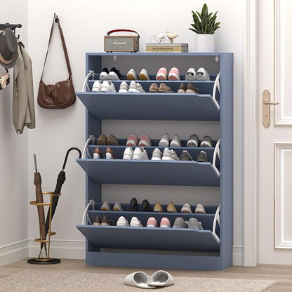 Shoe Cabinet with 3 Flip Drawers, Hidden Wood Shoe Cabinet, Freestanding Shoe - Image 7