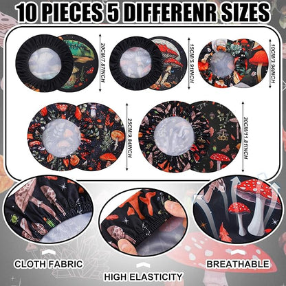 Patelai 10 Pcs Bowl Covers Reusable in 5 Size Stretch Cloth Fabric Elastic Food - Image 5