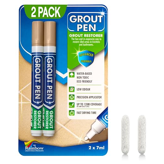 Grout Pen Beige Tile Paint Marker: Waterproof Grout Paint, Tile Grout Colorant by RainbowChalkMarkers