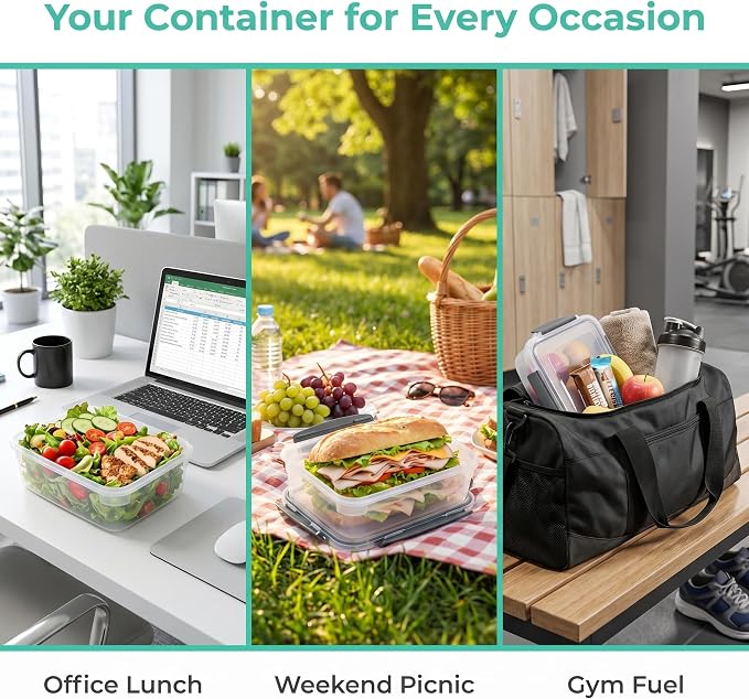 YORY 9 cup Plastic Food Storage Containers - Image 7