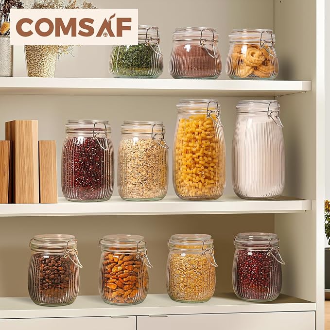 ComSaf Airtight Glass jar with lid 26oz Set of 6, Glass Storage Containers with - Image 8