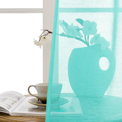 Tollpiz Sheer Door Curtain Closet Linen Textured Curtains Sheer Doorway Light - Image 9
