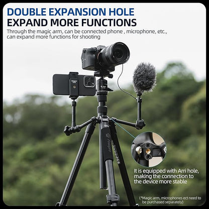 Fotopro 73" Camera Tripod, Aluminum Compact Travel Tripod and Monopod with 360° Ball Head Quick Release Plate, Professional Camera Tripod for DSLR, A4I A5I (Grey, 73 Inch)