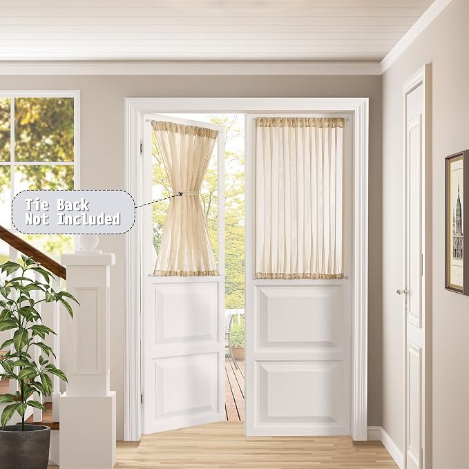 Tollpiz Short Sheer Door Curtains Closet Linen Textured Curtains Sheer Doorway - Image 2