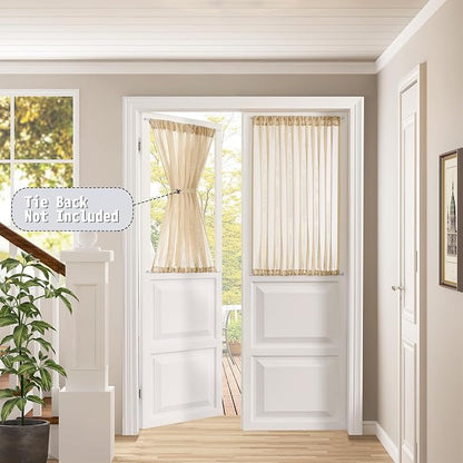 Tollpiz Short Sheer Linen Textured Curtain Sheers Doorway Light Filtering Voile - Image 2