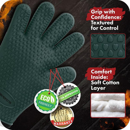 Kitchen perfection Silicone Smoker Oven Gloves -Extreme Heat Resistant BBQ - Image 4