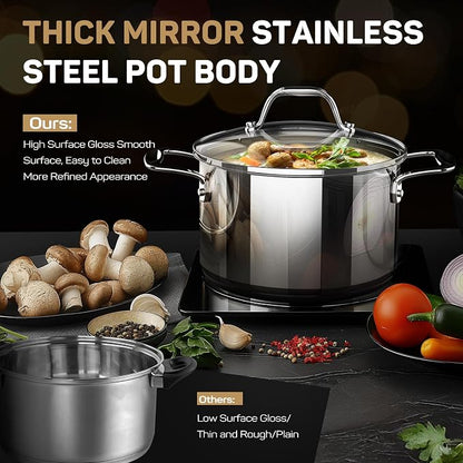 Ciwete 11-Piece Tri-Ply Stainless Steel Pots and Pans Set, 18/10 Stainless - Image 5