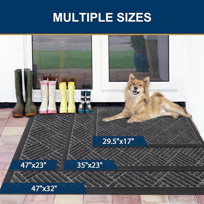 Smiry Front Door Mat Outside Entrance, Heavy Duty Outdoor Indoor Mat, Natural - Image 2