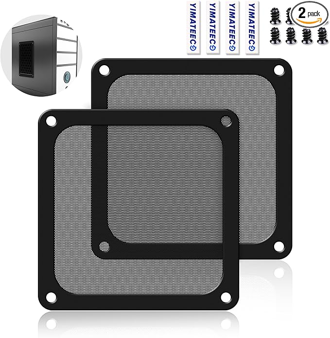Dust Filter PC 140mm for Computer Cooler Fan/PSU/Routers PVC 50 Mesh, Magnetic Frame PC Fan Dust Mesh PC Cooler Filter Dustproof Computer Fan Grills (PVC, 140 * 140mm, 2pcs, Black)
